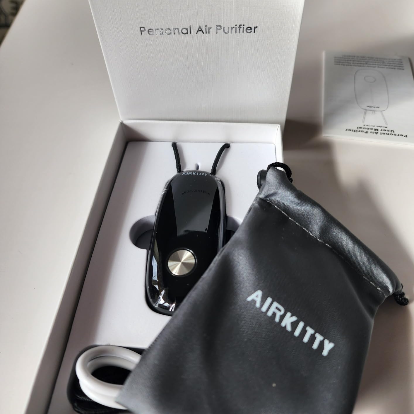 Portable Air Purifier, Timeage Personal Air Purifier Necklace, Wearable Mini Air Ionizer Eliminates Pollen, Smoke, Dust for Outdoor, Travel (Black) customer photo 1