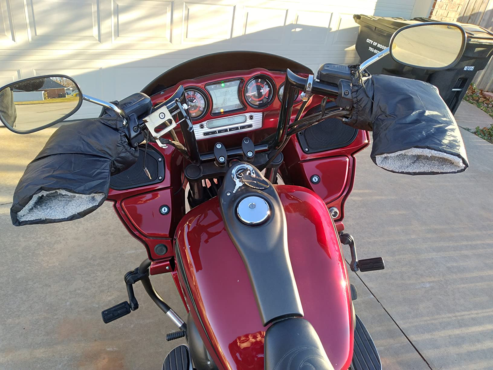 Ibluelover Motorcycle Handlebar Gloves Muff for Cold Weather Waterproof Riding Mittens Windproof E-Bike Handguards Hand Protectors Covers Winter Warm Cotton Handle Cover Gloves customer photo 2