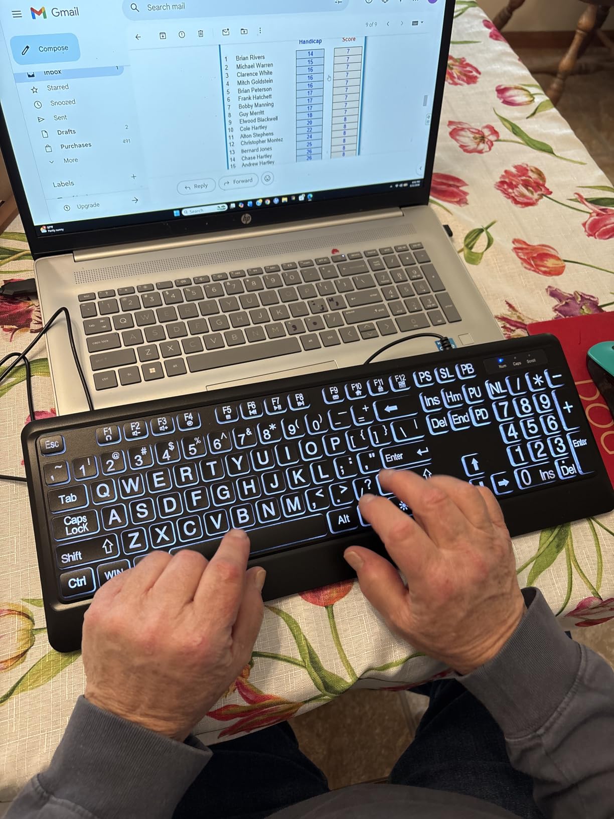 Large Print Backlit Keyboard, USB Wired Computer Keyboard, Full Size Keyboard with White Illuminated LED Compatible for Windows Desktop, Laptop, PC, Gaming, Black customer photo 1