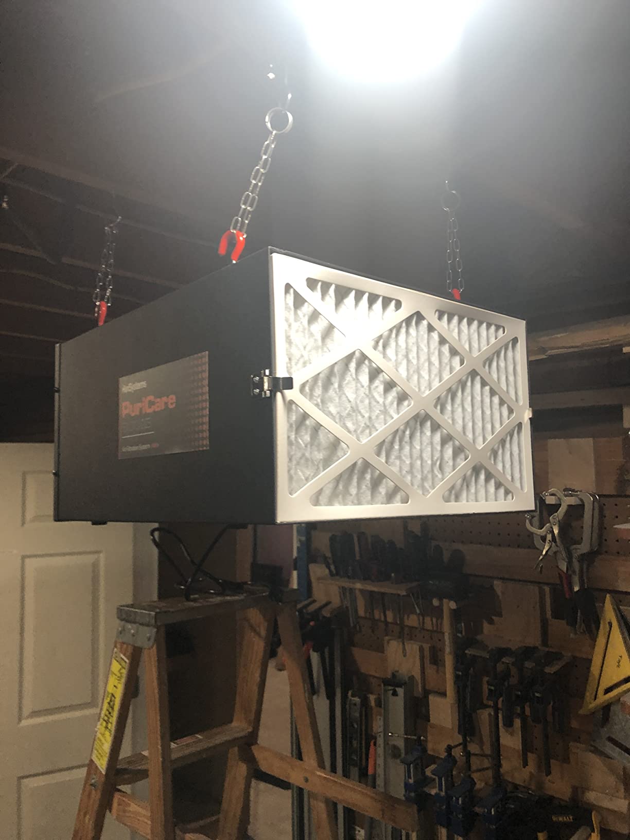 PURISYSTEMS Air Filtration System 3-Speed Remote, Built-in Ionizer, PuriCare 500IG Hanging Air Filter w/RF Remote for Woodworking, Garage and Shop Dust Collector, up to 500 sq. ft (350/450/500 CFM) customer photo 2