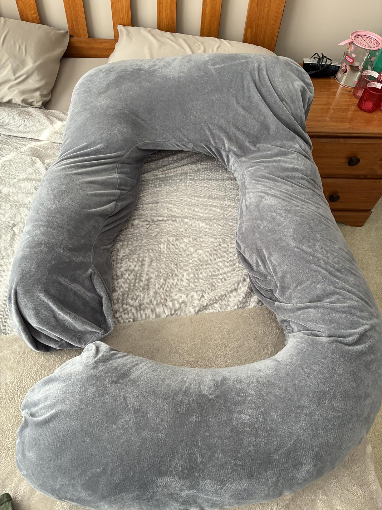 60 Inch Pregnancy Pillow for Sleeping, Extra Large U Shaped Body Pillow, Maternity Pillow for Pregnant Women with Velvet Cover (Dark Grey) customer photo 1