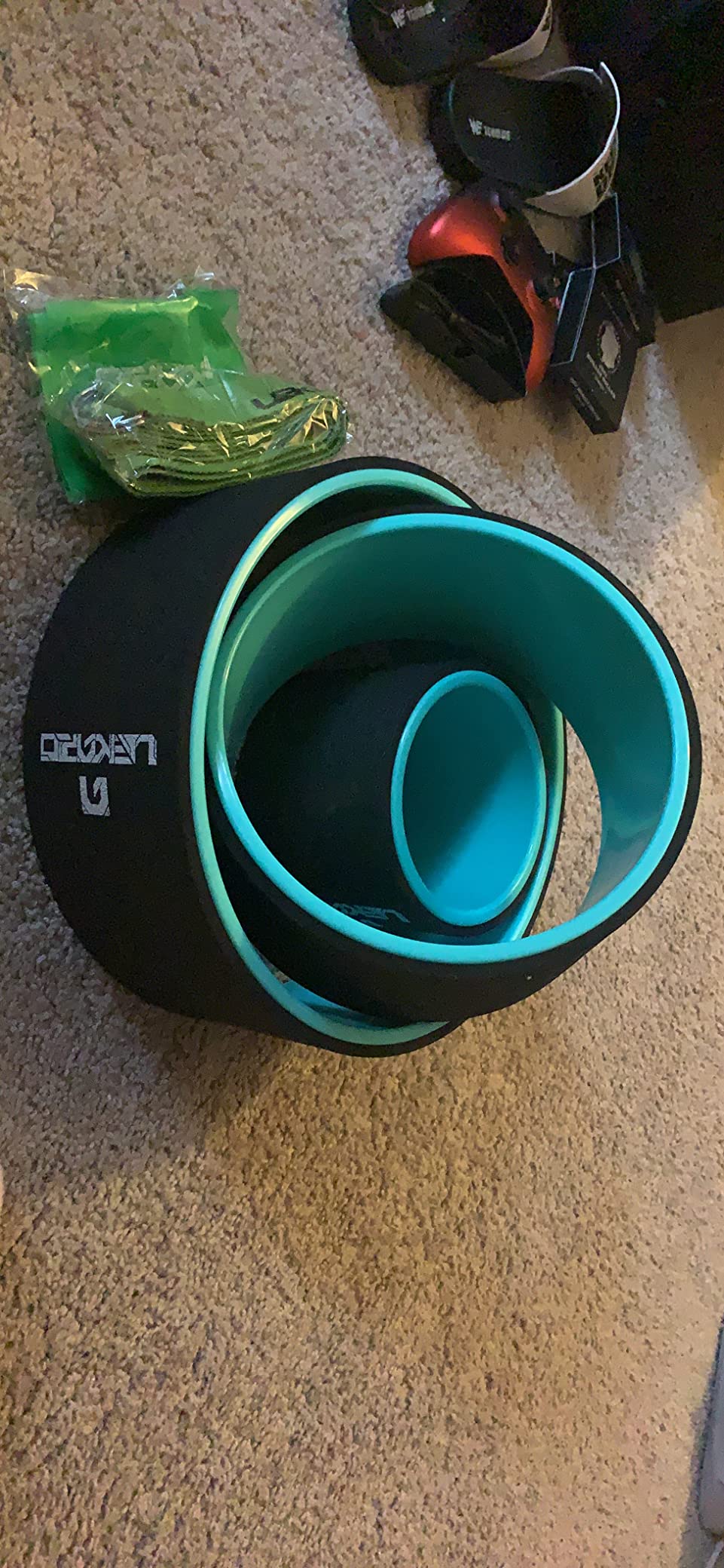 Yoga Wheel Set for Back Pain, 3 Pack Stretching Back Roller Wheel with Yoga Strap & Resistance Band, Great for Improving Flexibility & Backbend, Deep Tissue Massage, Size 13