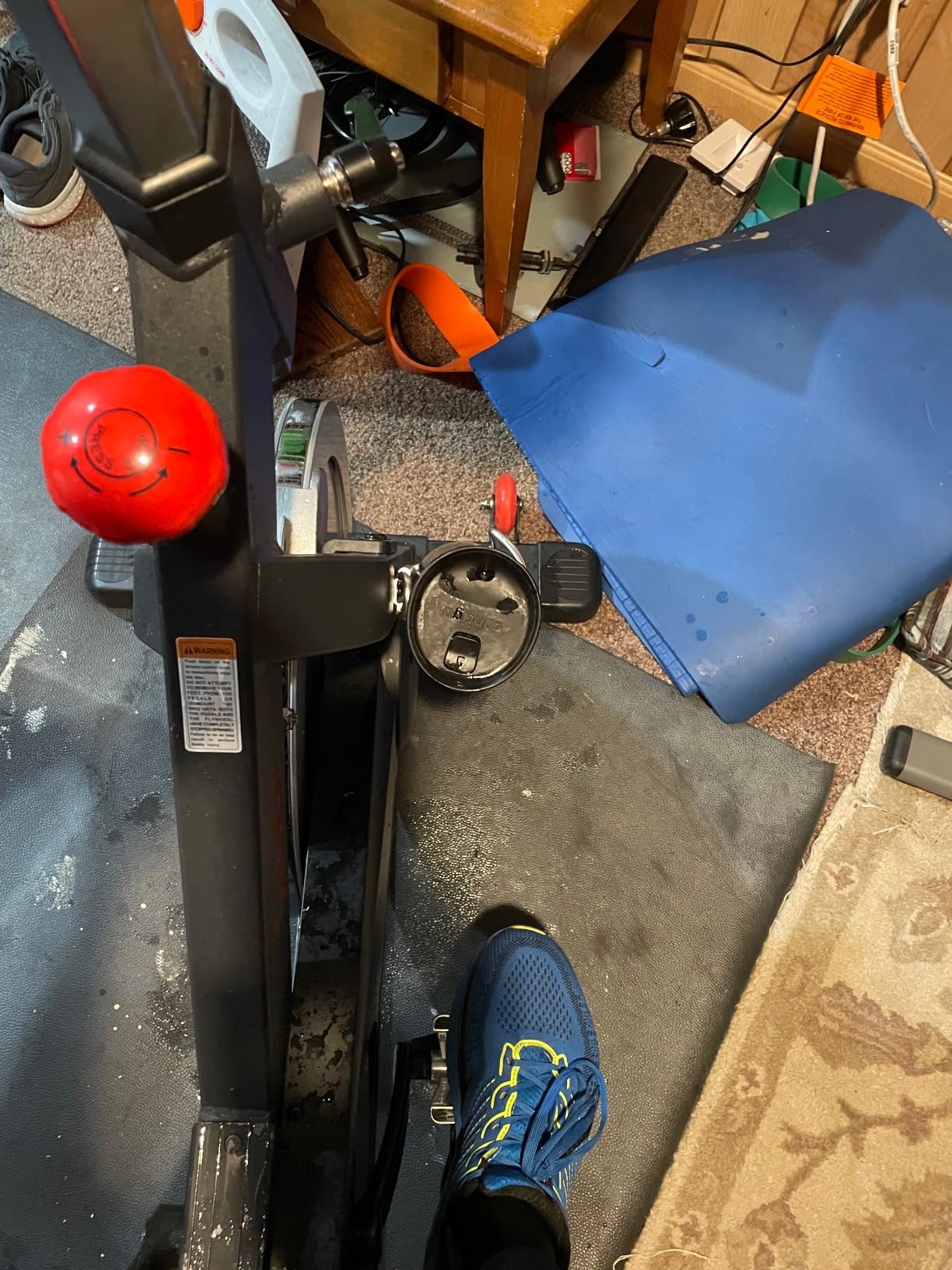 Sunny Health & Fitness Magnetic Exercise Bike, 44LB Flywheel & 300LB Weight Capacity for Intensive Home Workout, Indoor Cardio Training w/4-Way Adjustable Seat, Optional Free SunnyFit App Connection customer photo 1