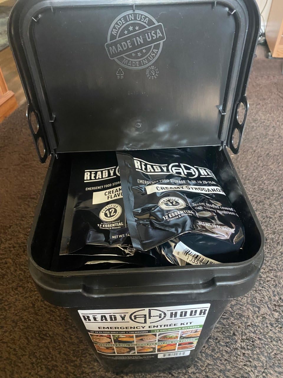 Ready Hour 120 Serving Entree Bucket-Freeze Dried Emergency Food Supply-Survival Meals with Long Shelf Life-Prepper Essentials for Disaster, Camping, Hiking, or Outdoor Use customer photo 2