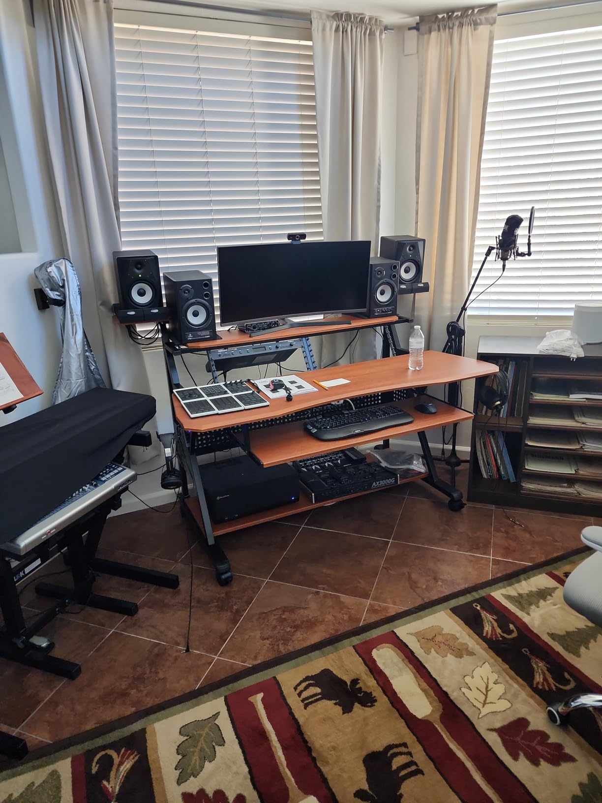 Acme Furniture Metal and Wooden Music Desk with Wheels, Cherry and Black customer photo 1