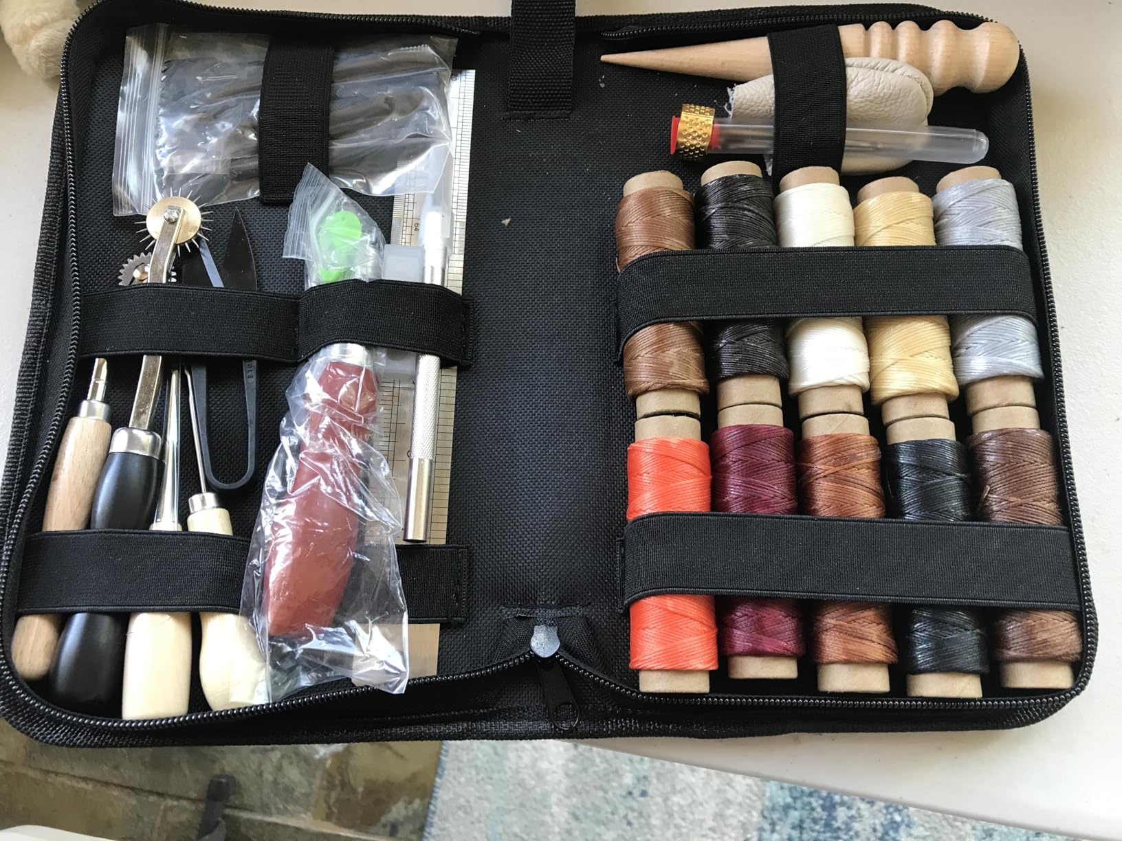 PLANTIONAL Leather Working Tools for Beginners: Professional Leather Craft Kit with Waxed Thread Groover Awl Stitching Punch for Leathercraft Adults Gifts 02 customer photo 1