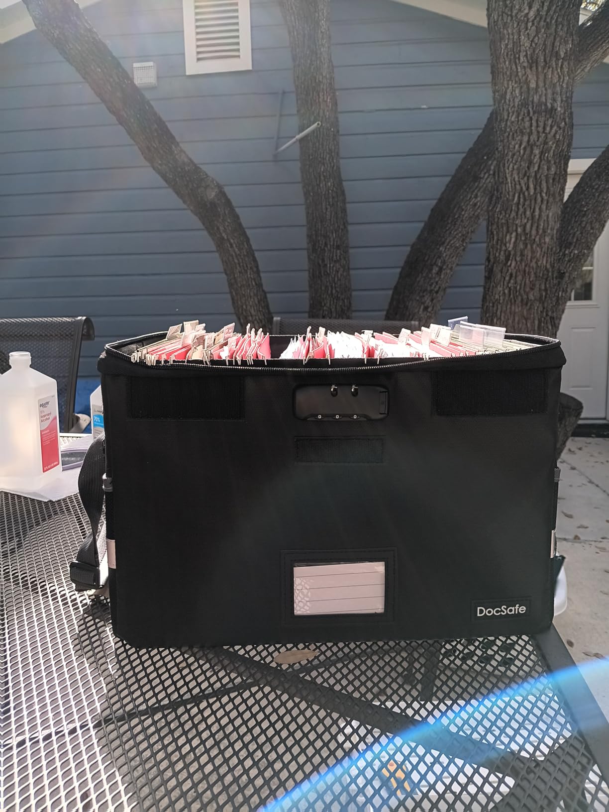 DocSafe Fireproof Document Box with Lock, File Storage Organizer with Mesh Pockets, Collapsible Portable File Box Home Office Safe Filing Cabinet with Handle for Hanging Letter/Legal Folder, Black customer photo 1