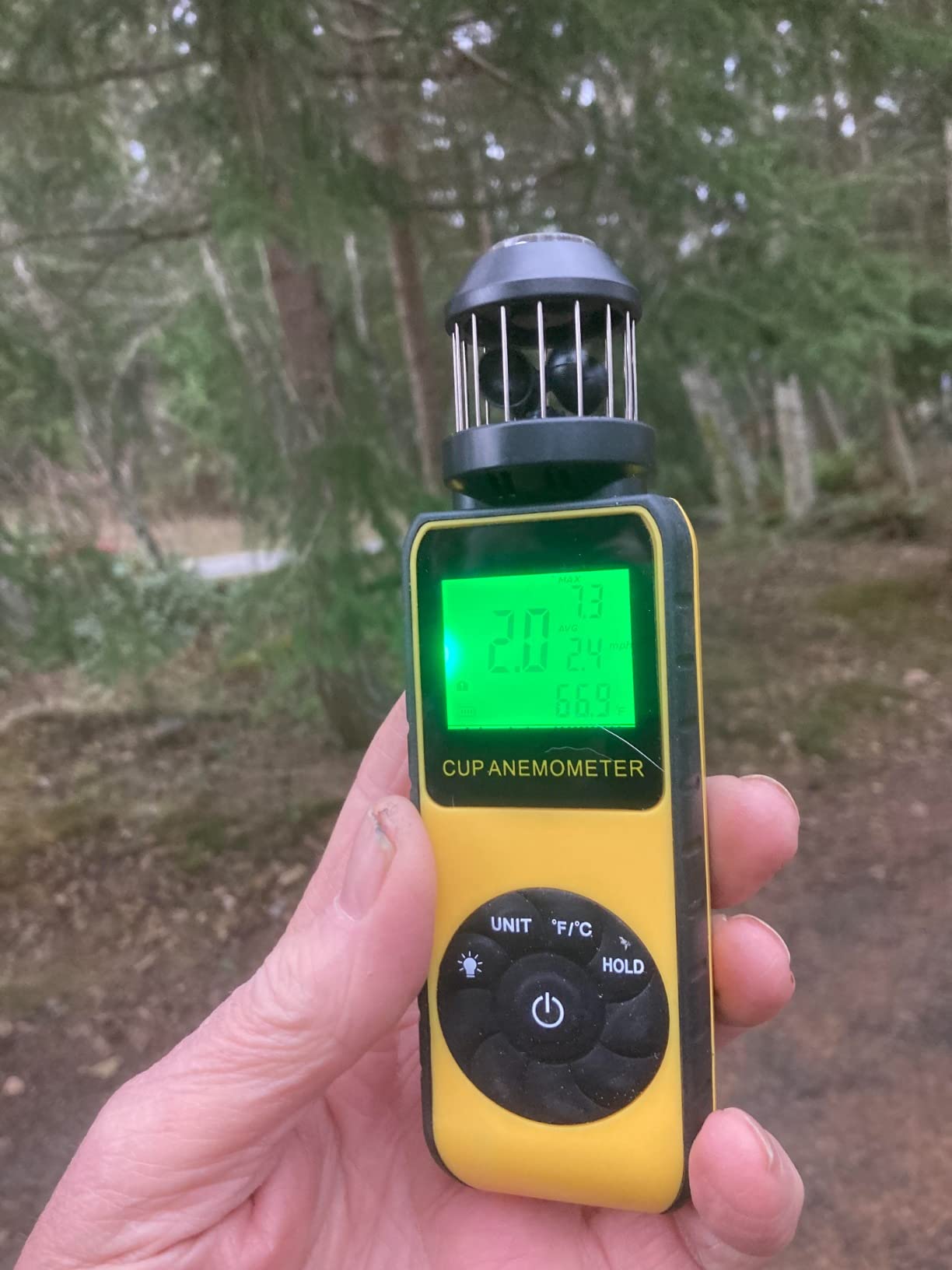 AIOMEST Handheld Wind Cup Anemometer with Direction, Digital Wind Speed Meter Gauge Measure 1.5~93MPH Air Flow Velocity, Wind Temp for Outdoor Hunting Shooting Drone Surfing HVAC - AI-881M customer photo 1