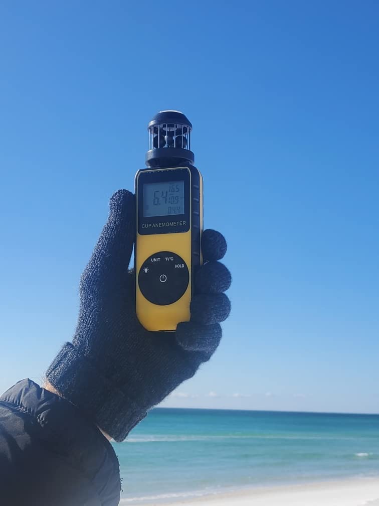 AIOMEST Handheld Wind Cup Anemometer with Direction, Digital Wind Speed Meter Gauge Measure 1.5~93MPH Air Flow Velocity, Wind Temp for Outdoor Hunting Shooting Drone Surfing HVAC - AI-881M customer photo 2