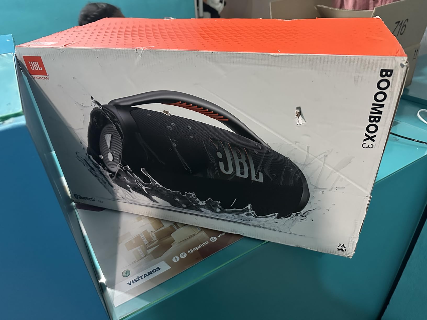 JBL Boombox 3 Black Portable Bluetooth Speaker with Massive Sound, Deepest Bass, IPX7 Waterproof, 24H Playtime, PartyBoost customer photo 1