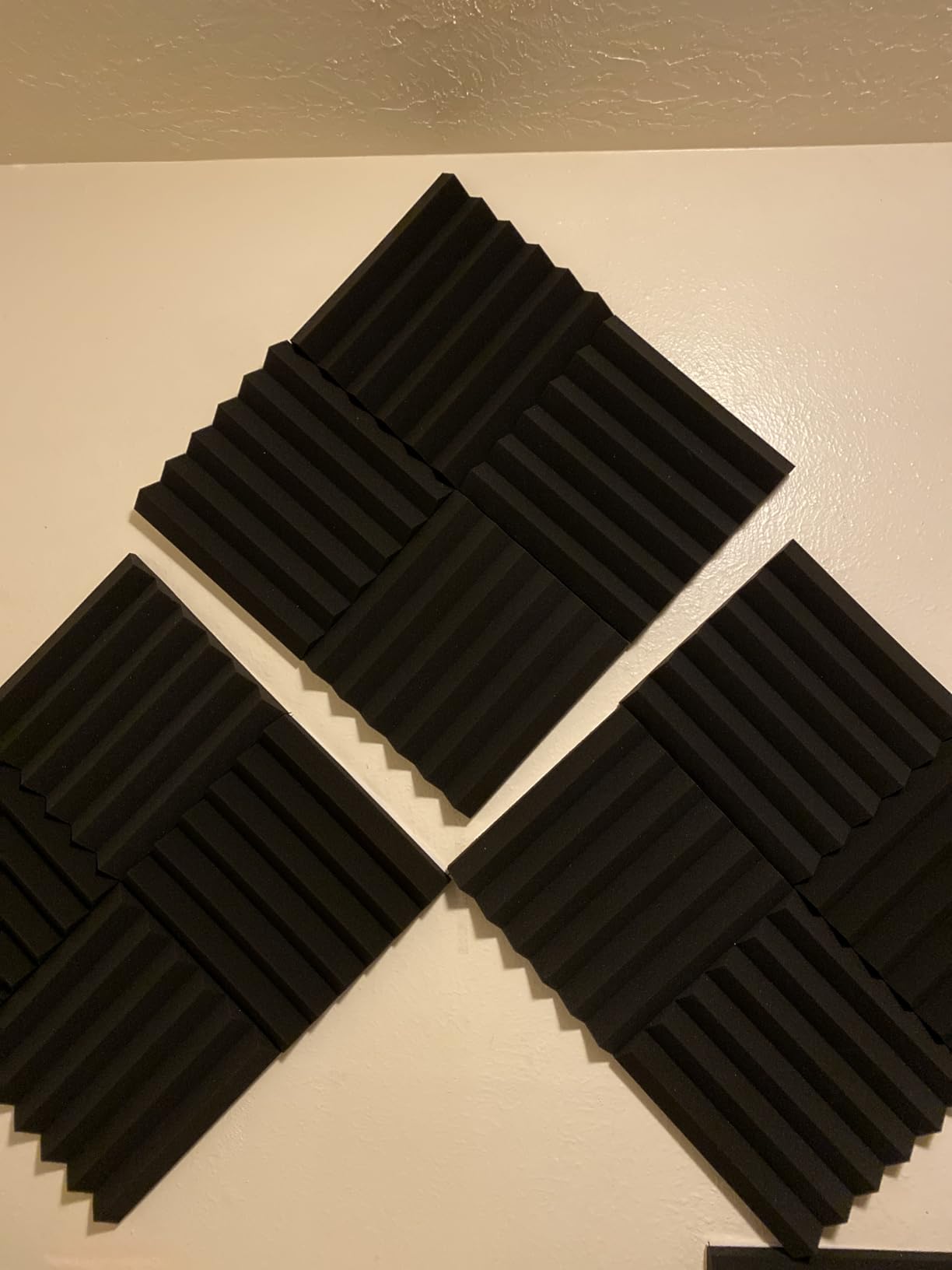 Sound Proof Foam Panels - 12 x 12 x 2 Inches 36 Pack Wedges Acoustic Foam Panels Sound Proofing Padding for Walls and Ceiling High Density Foam Studio Foam (Black) customer photo 1