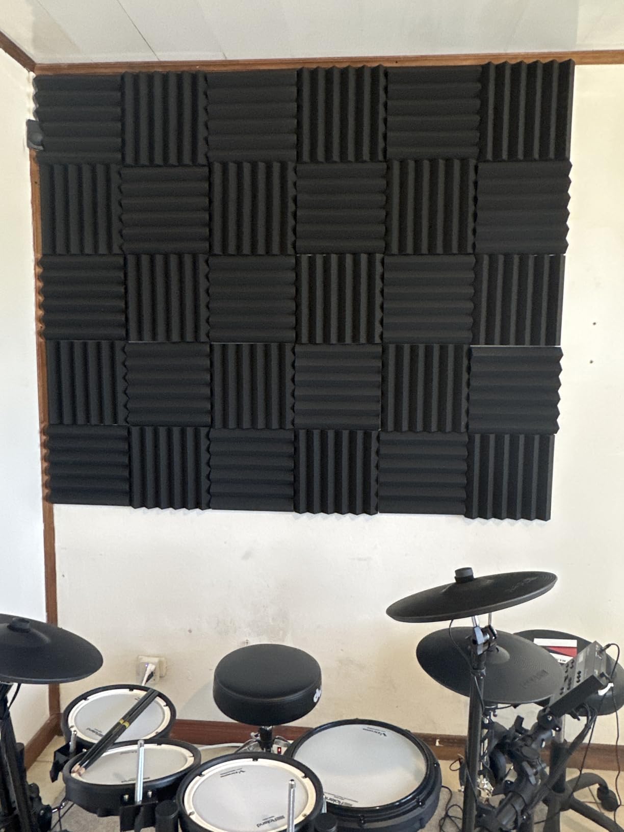 Sound Proof Foam Panels - 12 x 12 x 2 Inches 36 Pack Wedges Acoustic Foam Panels Sound Proofing Padding for Walls and Ceiling High Density Foam Studio Foam (Black) customer photo 2