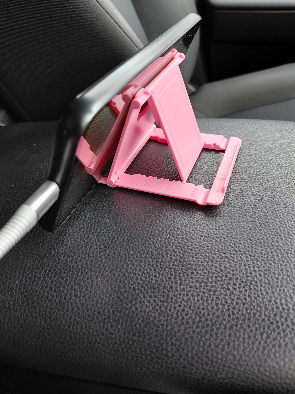 2 Pack Portable Cell Phone Stand Holder for Desk, Foldable Pocket-Sized Mount, Universal Adjustable Desktop Mobile Phone Kickstand Compatible with iPhone IPads Kindle Android Black & White customer photo 1