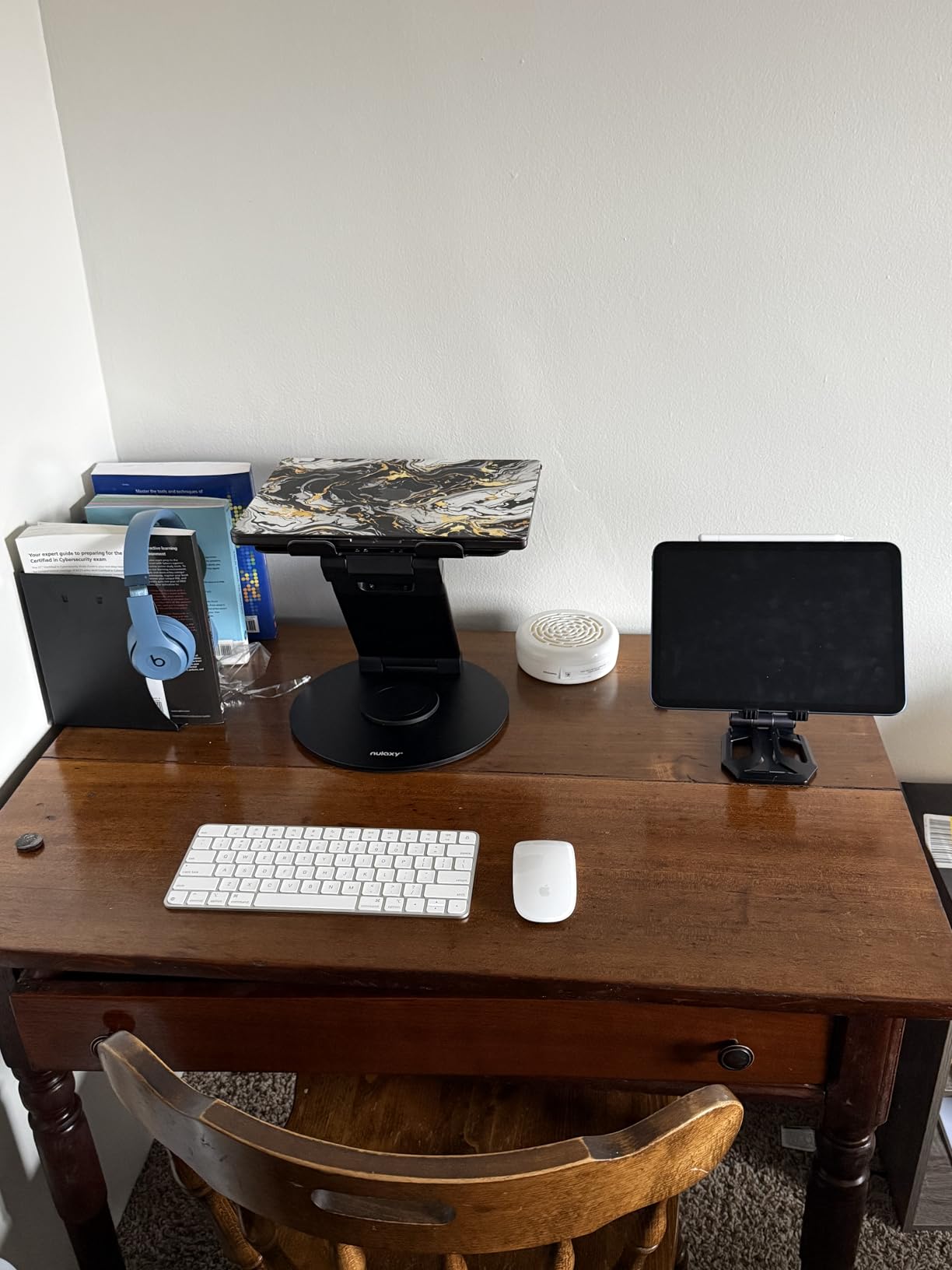 Nulaxy Telescopic 360 Rotating Laptop Stand for Desk Adjustable Height Swivel Pull Out Design Ergonomic Laptop Riser Standing Desk Converter Fits All 10-17