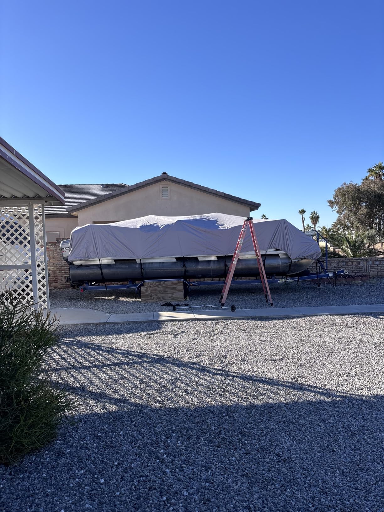 Solim Trailerable 1200D PU Heavy Duty Pontoon Boat Cover, 22-24ft Waterproof Marine Grade Oxford UV Resistant Polyester Canvas Cover customer photo 1