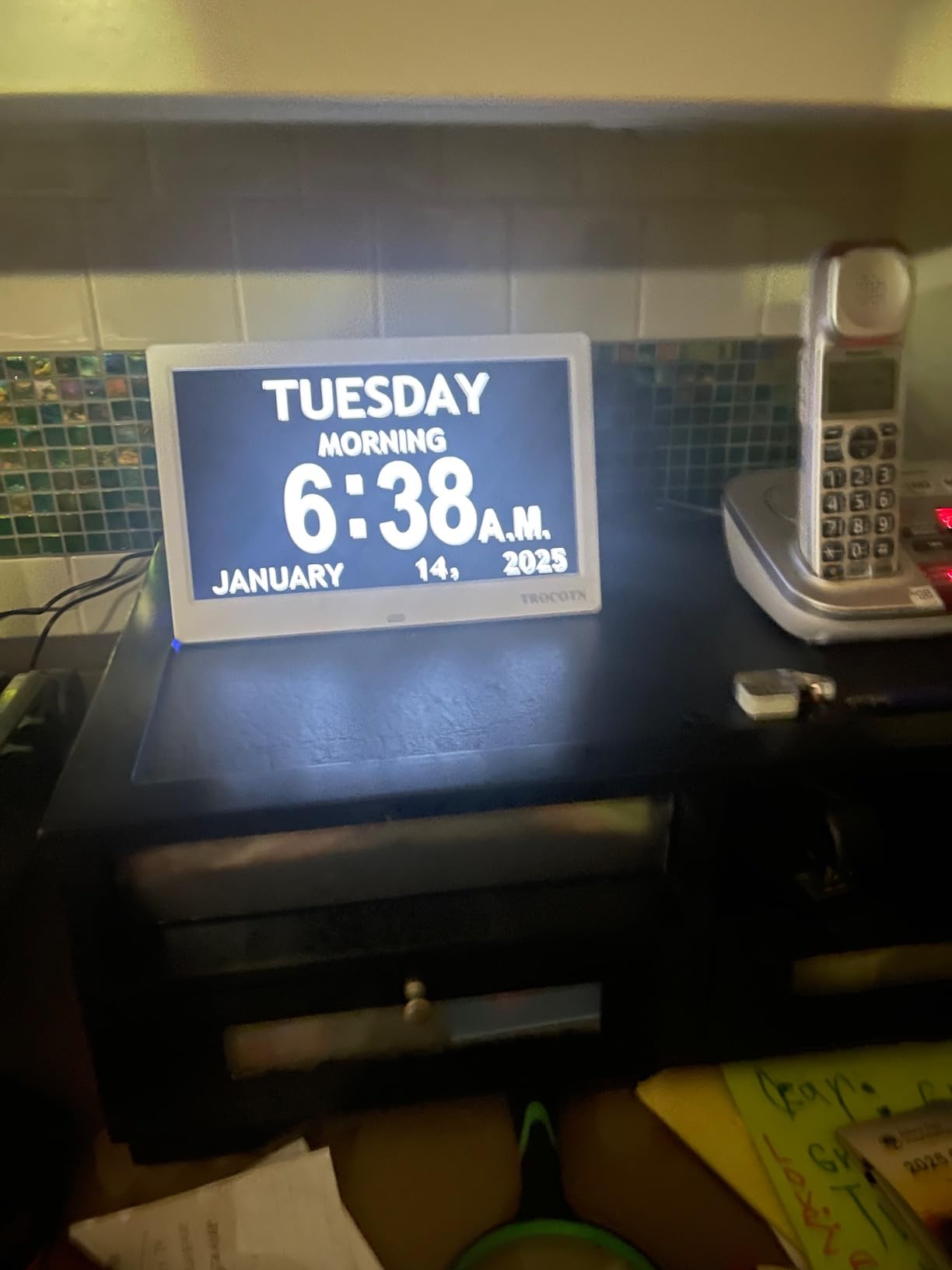 TROCOTN Dementia Clocks, Large Display Calendar Alarm Clock with Auto DST for Seniors, 5 Display Modes Large Font Digital Clock with Custom Alarms Day Date Clocks customer photo 2