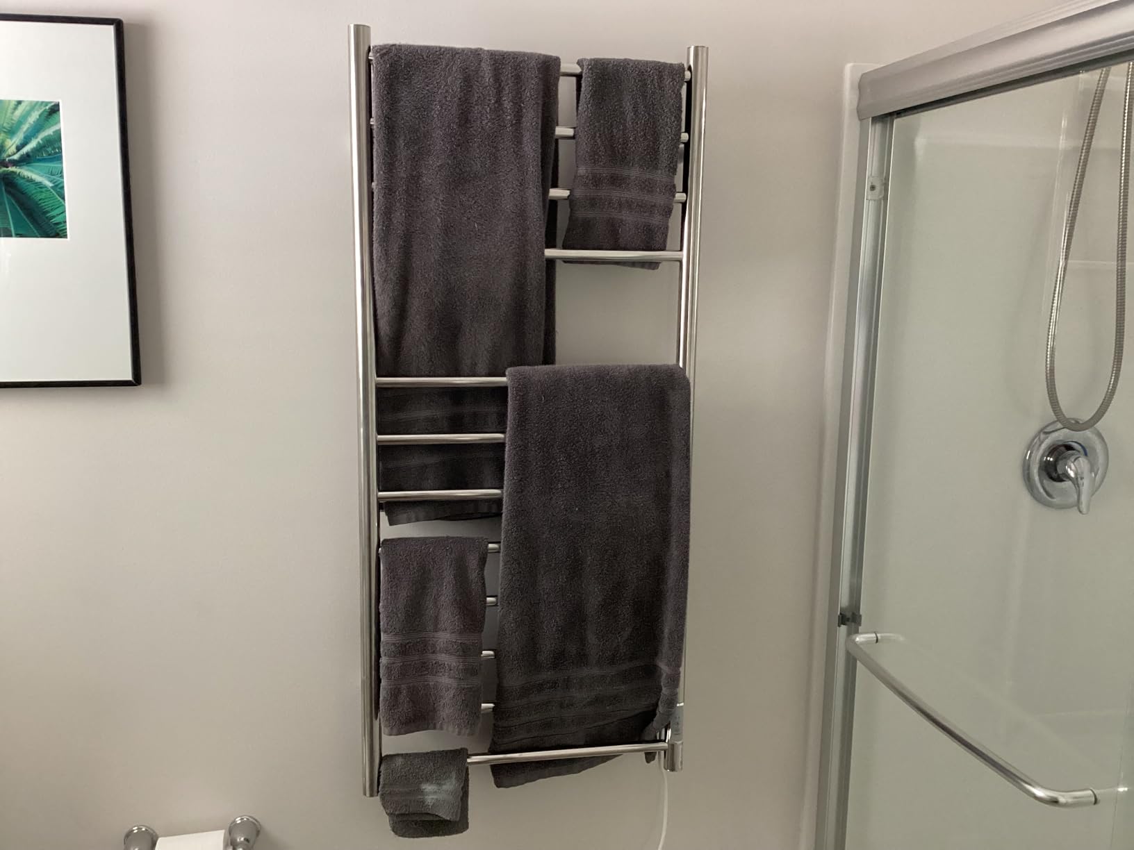 KEG Towel Warmer Wall Mounted with Built-in Timer 8 Bars Electric Stainless Steel Heated Towel Racks for Bathroom, Hot Plug-in Bath Towel Heater Brushed Nickel (TW-8-BN) customer photo 1