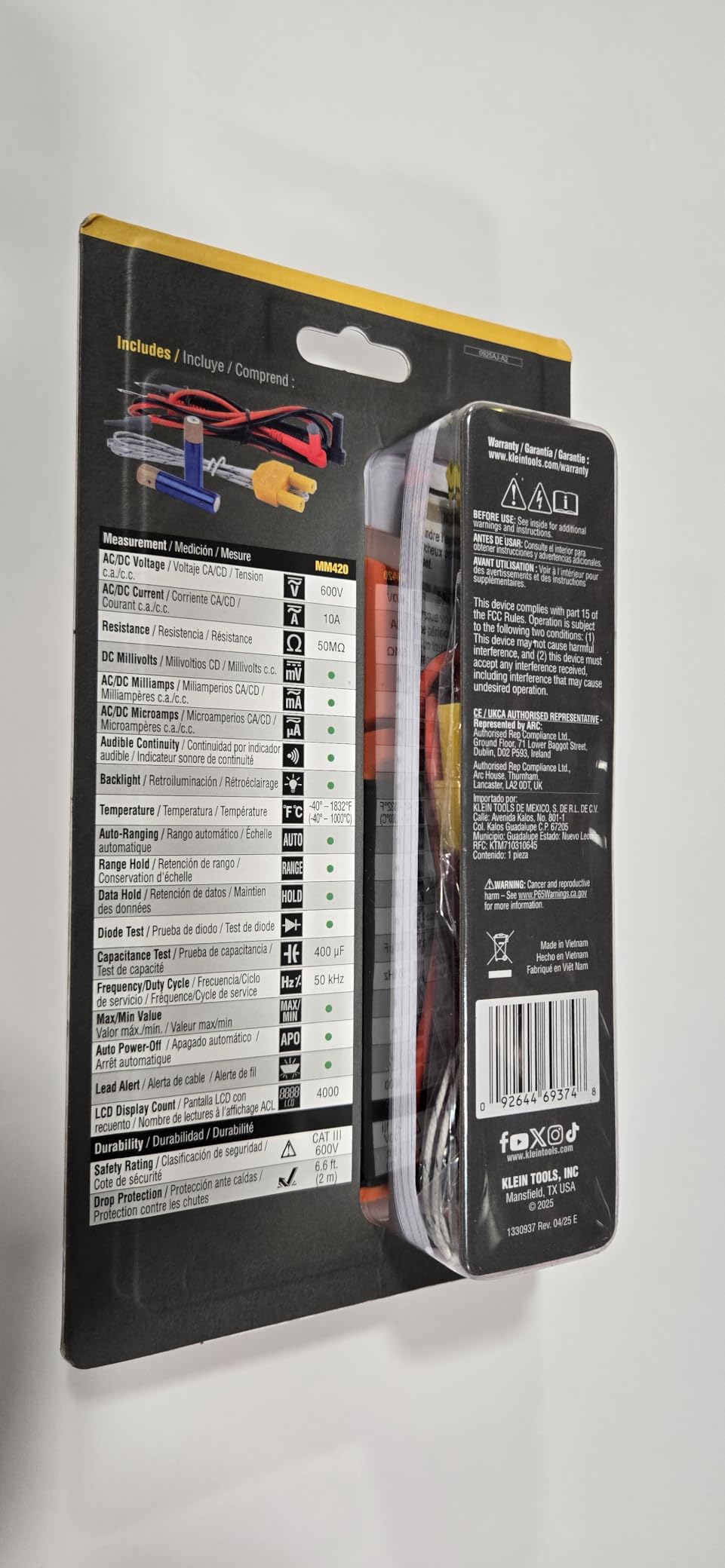 Klein Tools MM420 Digital Multimeter, Auto-Ranging TRMS Multimeter, 600V AC/DC Voltage, 10A AC/DC Current, 50 MOhms Resistance customer photo 2