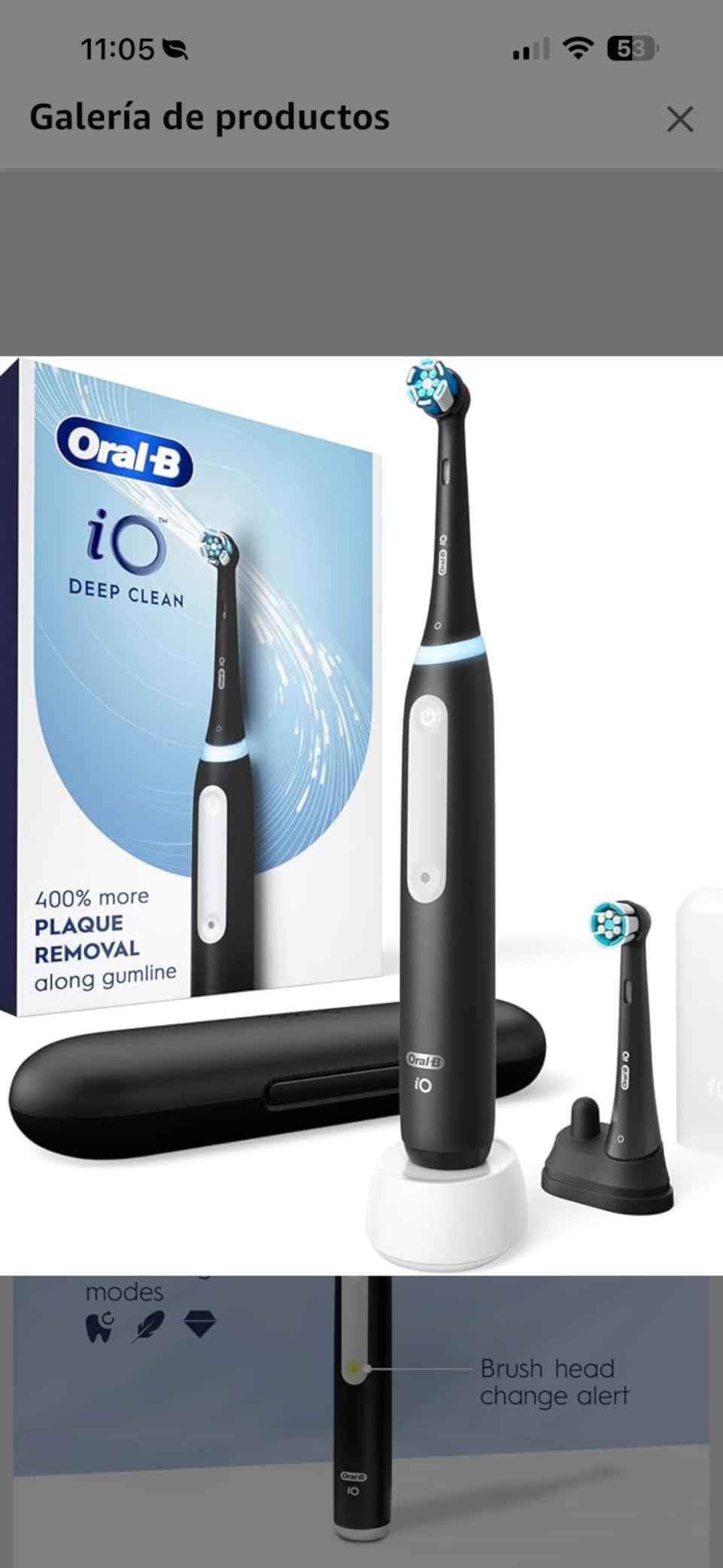 Oral-B iO Deep Clean Rechargeable Electric Toothbrush, Black, iO Series 3 Limited, 2 Brush Heads, Travel Case, Pressure Sensor, 3 Cleaning Settings customer photo 1