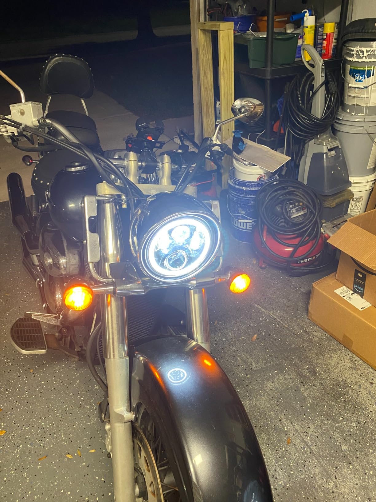 7 Inch LED Motorcycle Headlight Round DOT Approved With Housing Bucket Turn Signals DRL Halo Ring Angle Eyes Hi/Lo Beam Headlight w/Fork Clamp Bracket for H-arley Honda Yamaha Motorcycle customer photo 2