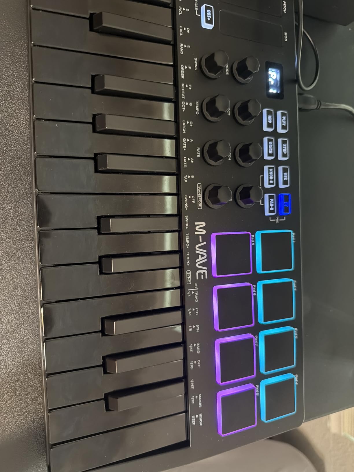 M-VAVE 25 Key USB MIDI Keyboard Controller With 8 Backlit Drum Pads, Bluetooth Semi Weighted Professional dynamic keybed 8 Knobs and Music Production, Software Included (Black) customer photo 1