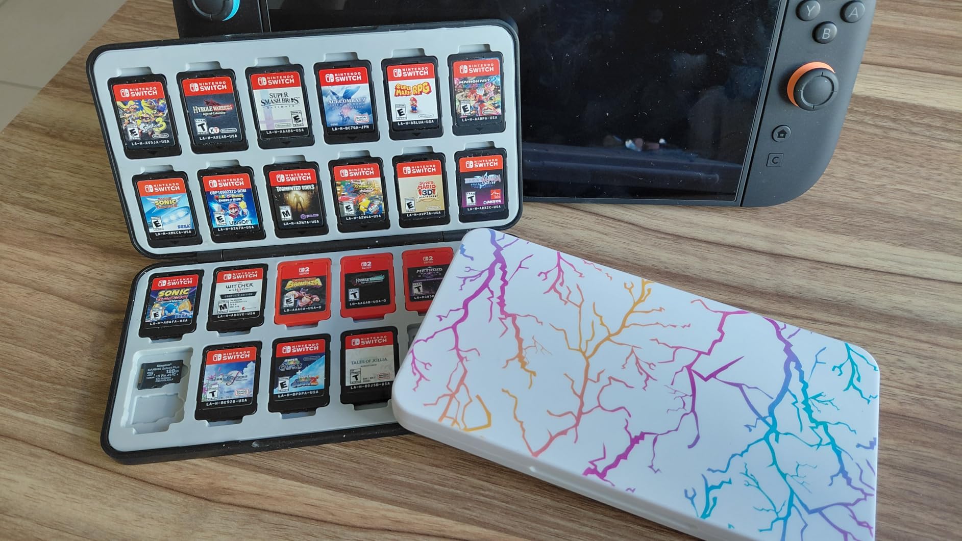 FYY Nintendo Switch Game Case Holder for Switch 2 Cartridge Case with 24 Game Card Slots & 48 Micro SD Card Slots, Hard Shell, Silicone Lining Black customer photo 2