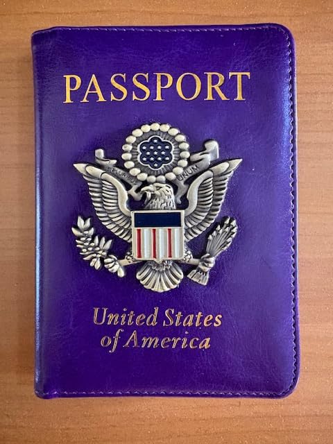 RFID Blocking Passport Holder for Women Men, Leather Passport Travel Wallet with Metal 3D Metal Badge, Travel Document Holder Cover Accessories (Black) customer photo 2