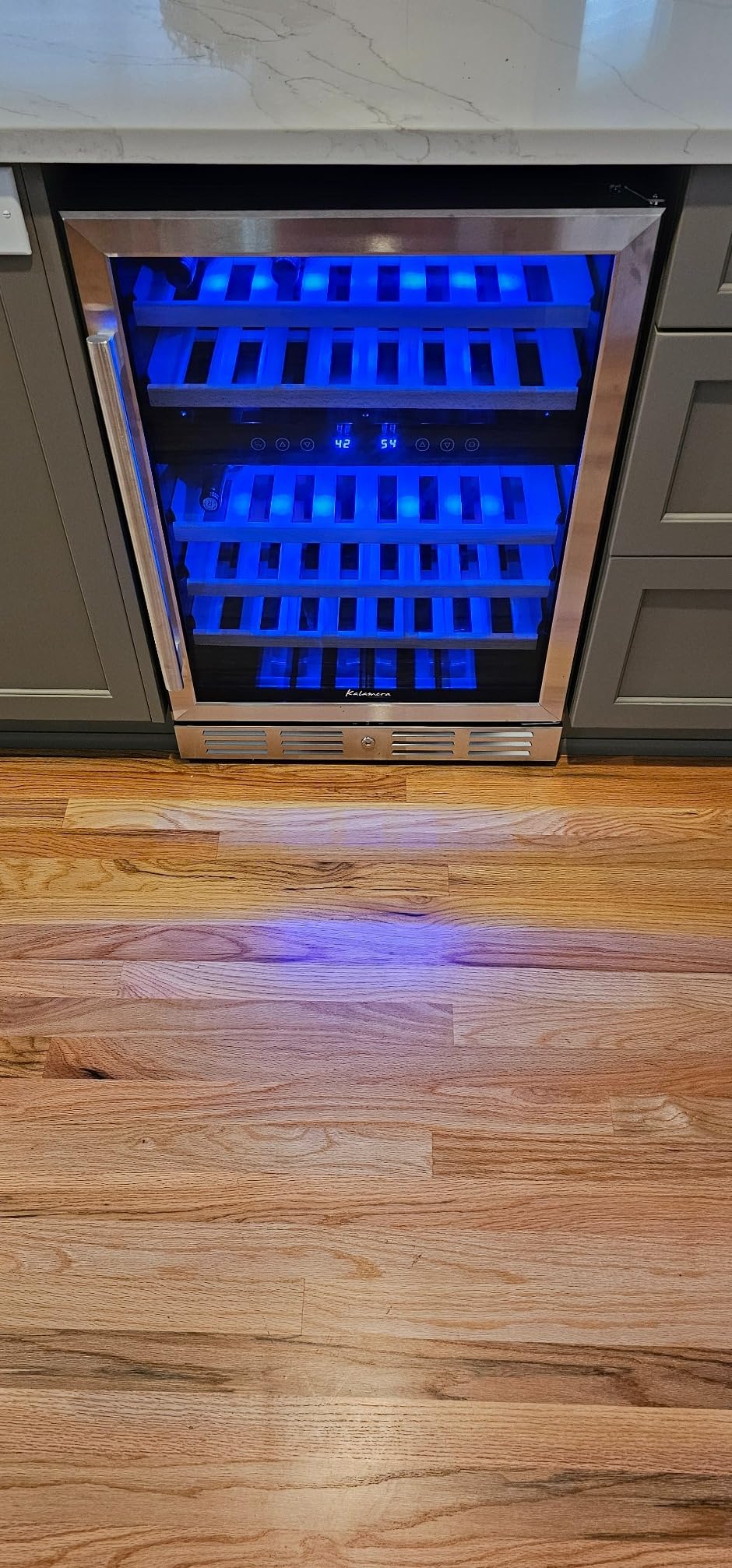 Kalamera 24 inch Wine Cooler, 37 Bottle - Dual Zone Built-in or Freestanding Fridge with Stainless Steel Reversible Glass Door, for Home, Kitchen or Office customer photo 2