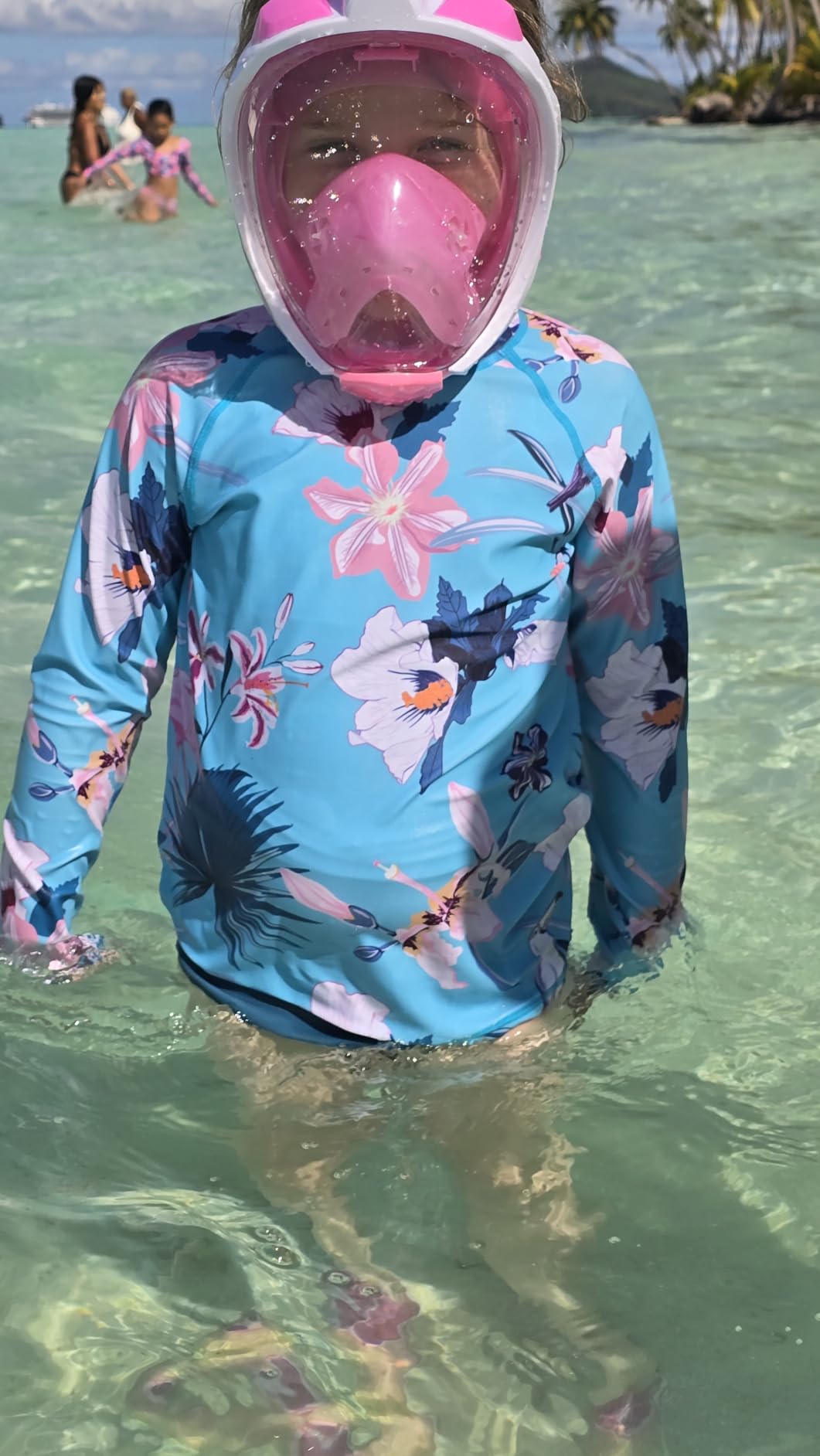 Mask Fins Snorkeling Gear for Adults, Full Face Snorkel Mask & Adjustable Swim Fins Snorkel Set, Panoramic View Snorkel Mask Dry Top Anti-Fog Anti-Leak customer photo 2