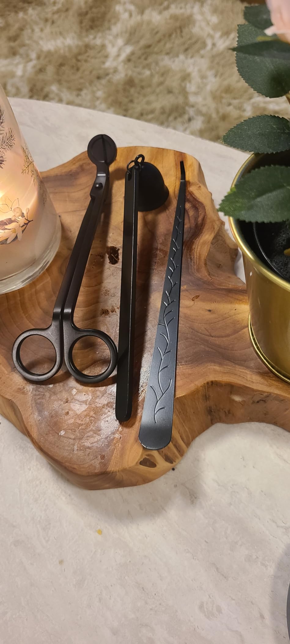 Saiveina 3 in 1 Candle Accessory Set, Candle Wick Trimmer, Wick Dipper, Candle Snuffer Extinguisher, Candle Care Kit with Gift Package for Candle Lover(Black) customer photo 1