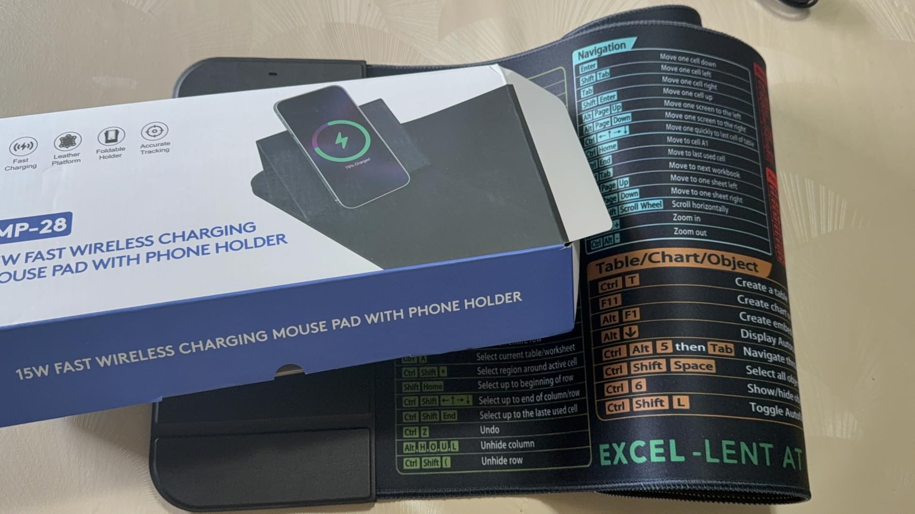 Wireless Charging Mouse Pad with Phone Holder Gaming Mousepad Desk Mat 15W Qi Fast Charging Pad Ultra-Smooth Surface Non-Slip Extended Premium Black Computer Keyboard Mat for MacBook PC Laptop customer photo 1