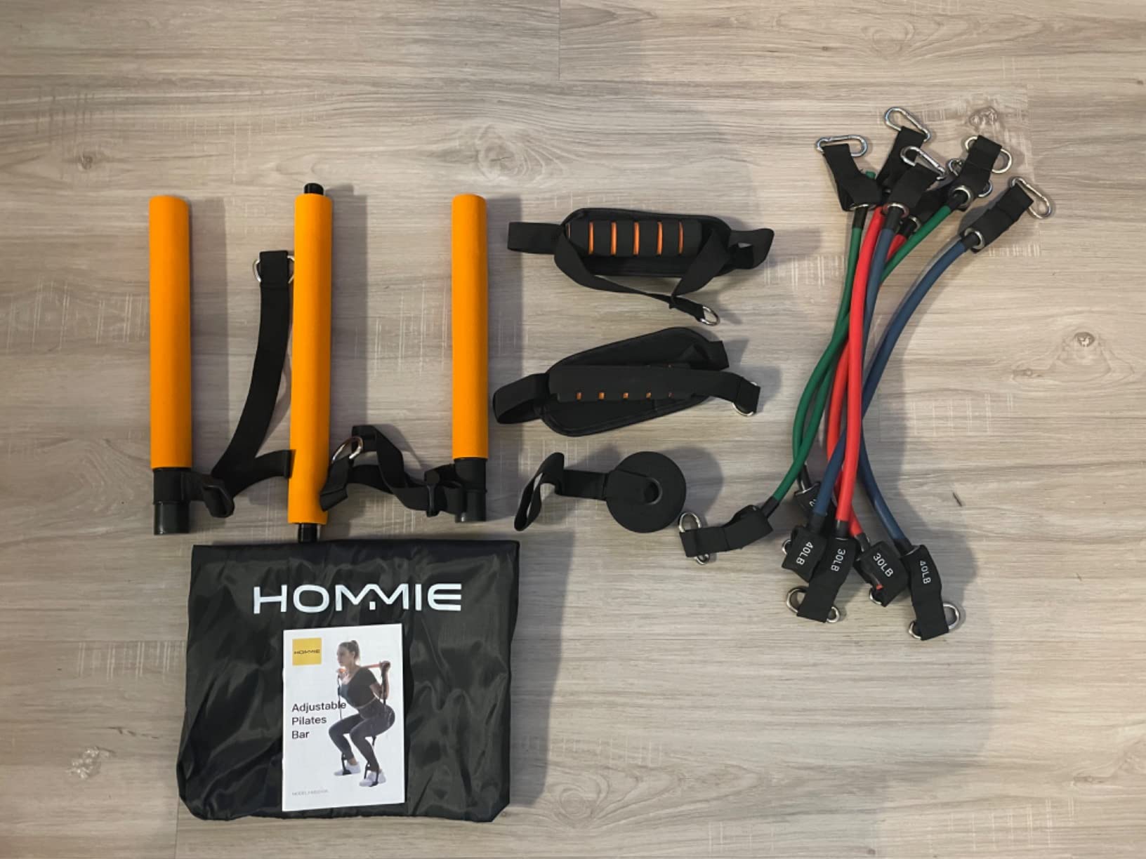 Hommie Portable Pilates Bar Kit with Resistance Bands for Men and Women，Upgraded 3 Section Pilates Bar with Resistance Bands (20-60lb) for Home Gym Equipment Supports Full-Body customer photo 1