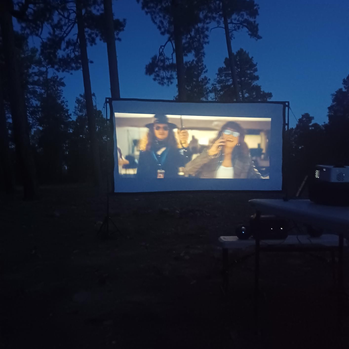 TOWOND Outdoor Projector Screen with stand, 120 inch Portable Movie Screen - 16:9 4K HD Foldable Anti-Crease Projection Screen with Carry Bag for Movie Nights, Camping and Parties Support Double Sided customer photo 1