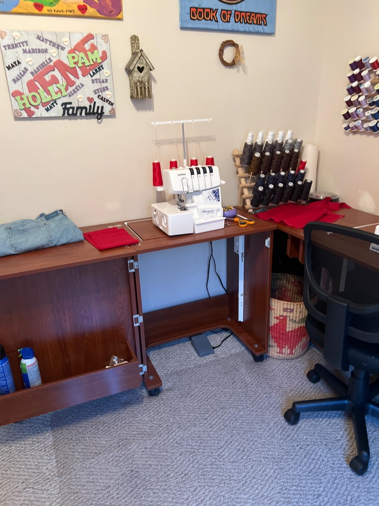 Arrow Sewing Classic Furniture Judy Sewing Cabinet: Portable, Folding, Compact, Locking Wheels, with Storage Bin and Hydraulic Machine Lift-Teak customer photo 2