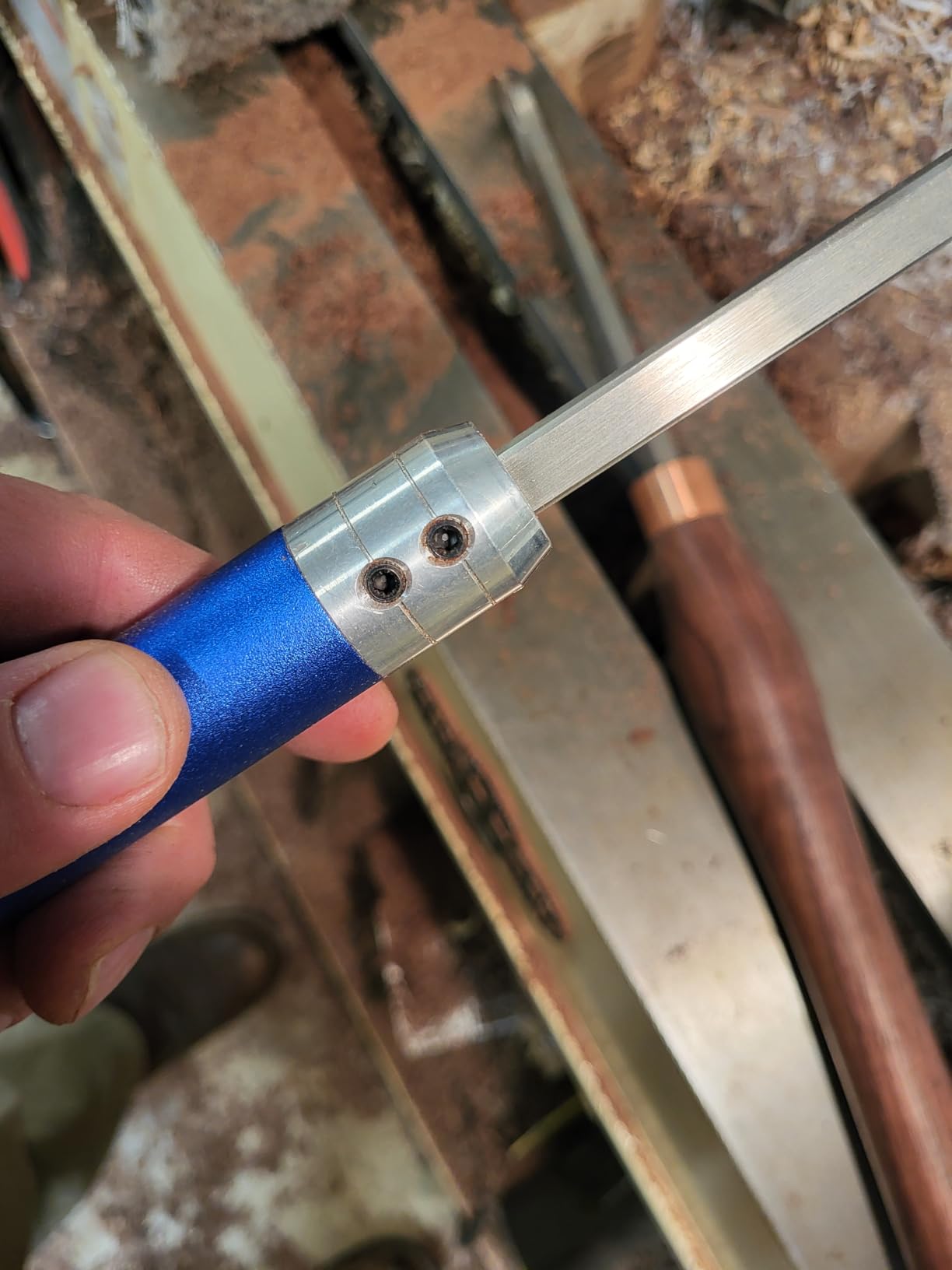 Carbide Tip Wood Lathe Turning Tool Kit, Lathe Roughing and Finishing Hollow Tool Interchangeable Aluminum Alloy Handle with Diamond Round Square Carbide Inserts customer photo 1