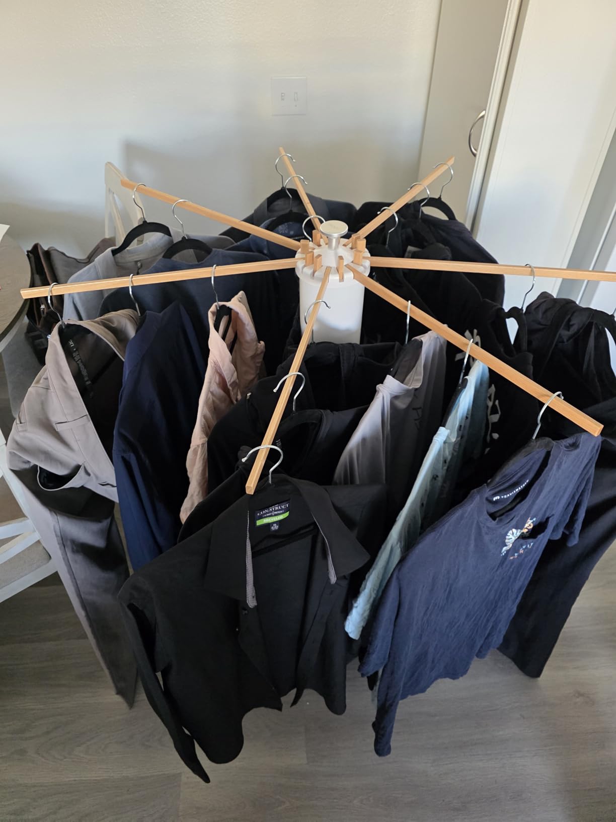 JOOM Tripod Clothes Drying Rack, Garment Rack Portable and Foldable Space Saving Laundry Drying Rack - Drying Rack Clothing Floor Folding Balcony Bedroom Household Wooden customer photo 1