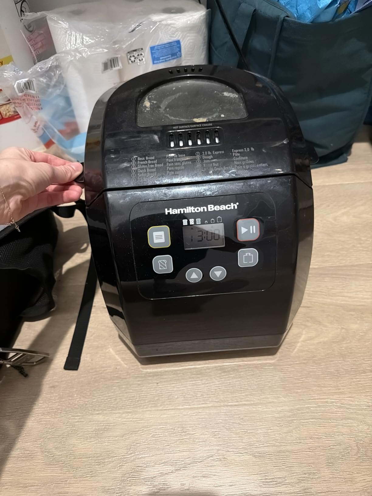 Hamilton Beach Automatic Bread Maker Machine, Digital, Programmable, 12 Settings + Gluten Free, PFAS-Free Nonstick Pan + Kneading Paddle, 2 lb Capacity, Black customer photo 1