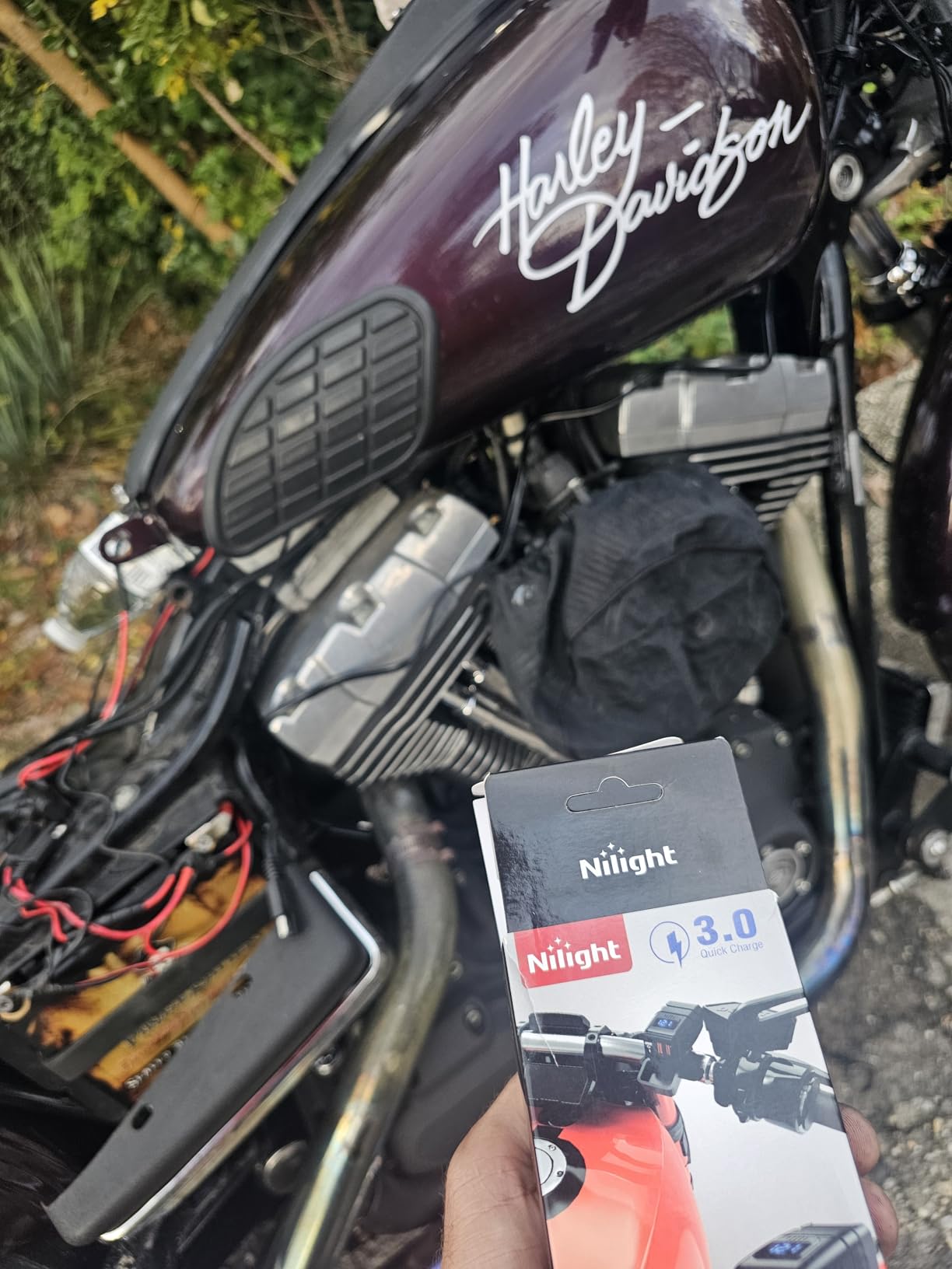 Nilight Motorcycle Charger with 12V Voltmeter On Off Switch SAE USB Adapter Inline 10A Fuse Waterproof 6.8A Dual QC3.0 customer photo 1