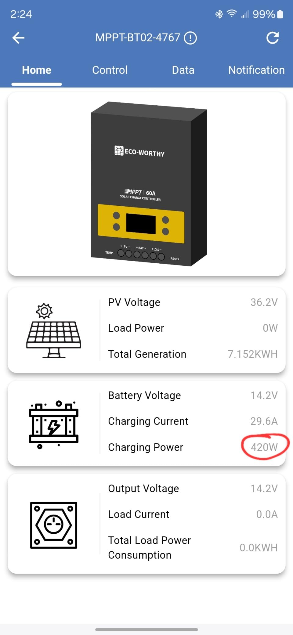 ECO-Worthy 1.6KWH Complete Solar Panel Kit 400W 12V for RV Off Grid: 4 * 100W Solar Panel + 40A MPPT Controller + 2 * 12V 100Ah Lithium Battery + Upgraded 2000W Power Inverter + Bluetooth Module customer photo 1