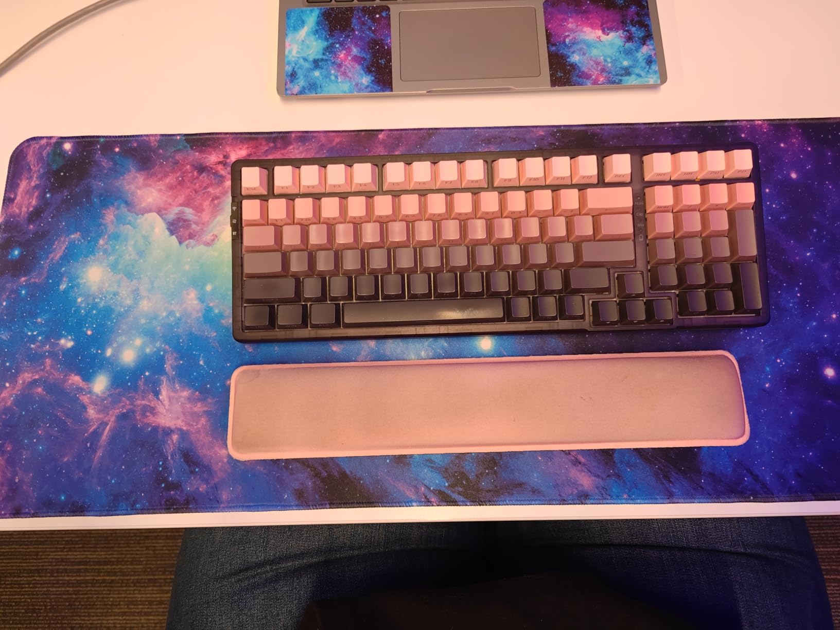 Gaming Mouse Pad, Large Non-Slip Rubber Base Mousepad, Keyboard Mouse Mat, Desk Pad with Stitched Edges, 31.5x11.8inch, Dazzling Galaxy customer photo 1