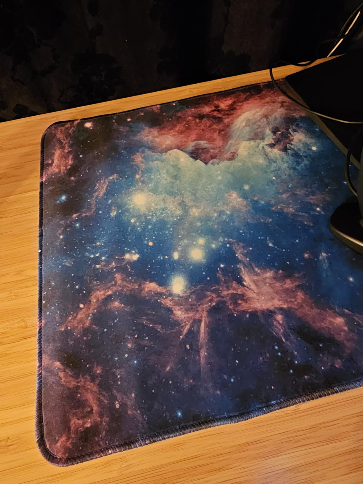 Gaming Mouse Pad, Large Non-Slip Rubber Base Mousepad, Keyboard Mouse Mat, Desk Pad with Stitched Edges, 31.5x11.8inch, Dazzling Galaxy customer photo 2