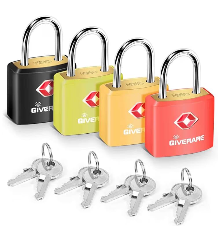4 Pack TSA Approved Travel Luggage Locks with Keys, Solid Brass Copper Keyed Padlock, ABS Plastic Covered Small Locks for Suitcase, Backpack, Gym Locker, Jewelry Box-by GIVERARE customer photo 1