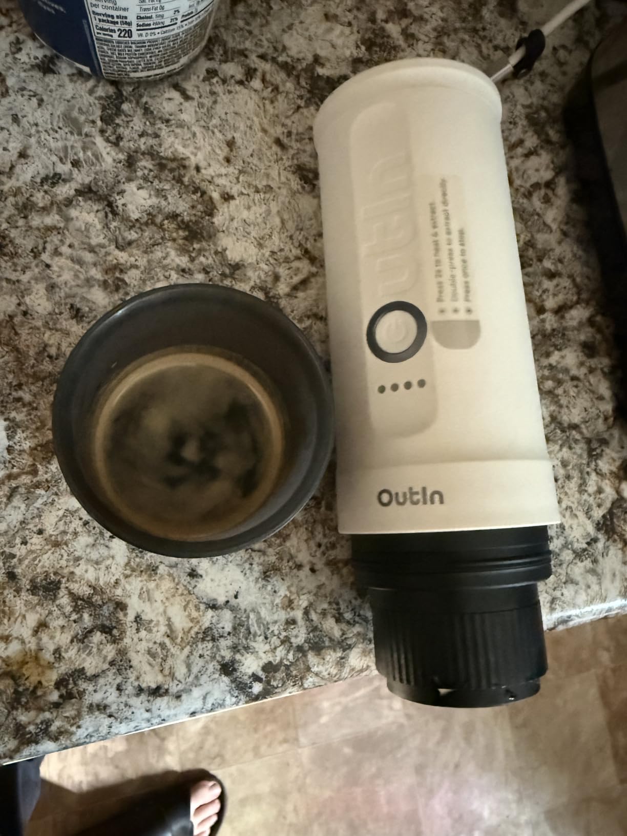 OutIn Nano Portable Electric Espresso Machine, Travel Coffee Maker for Camping, Car Coffee Maker Self-Heating with USB-C, With Ground Coffee & NS Capsule for RV, Hiking, Office customer photo 1