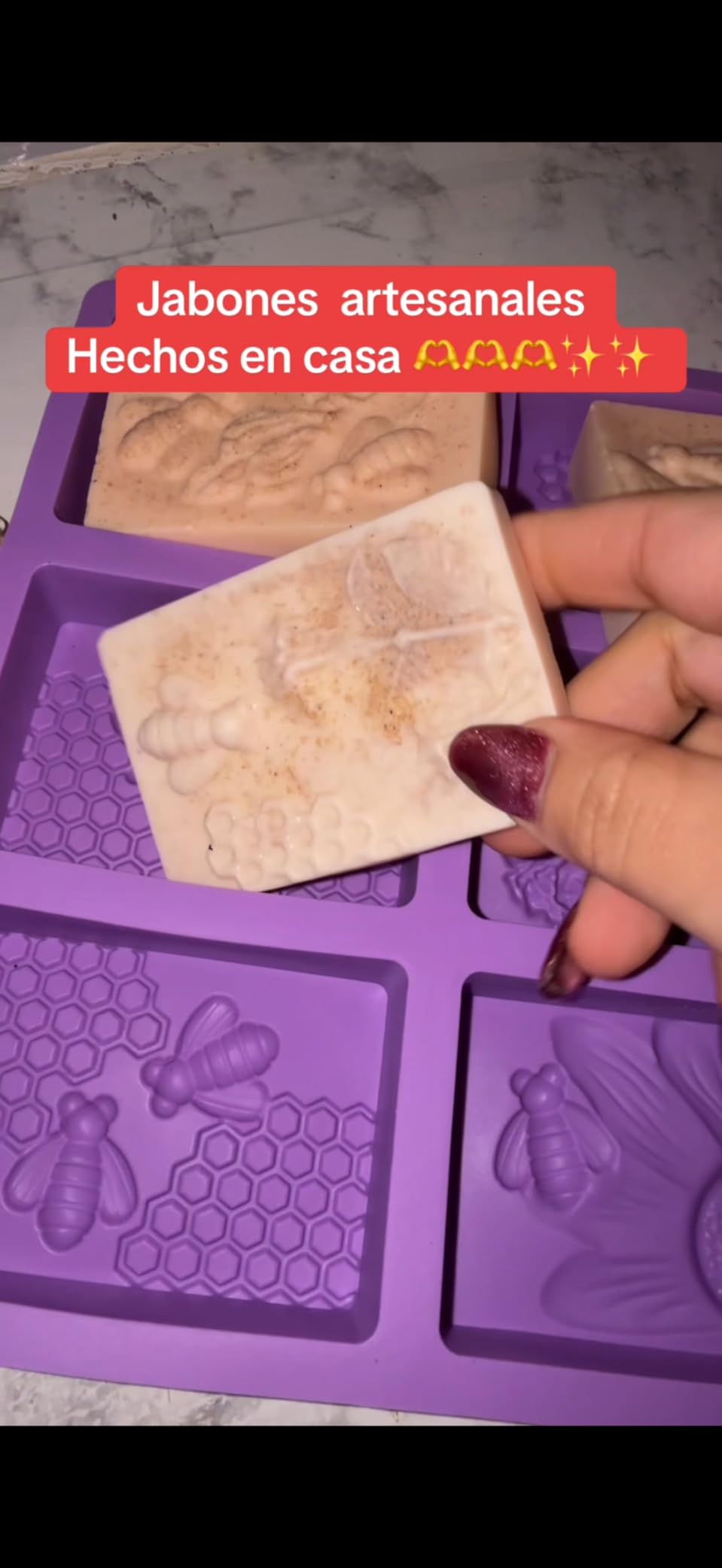 Sakolla 2 Pack 6 Cavity Bee Silicone Soap Molds Rectangle Oval Honeycomb Silicone Molds Loaf Handmade Molds for Soap Making Supplies DIY Wax Melts, Beeswax, Cake Chocolate Bakeware customer photo 2