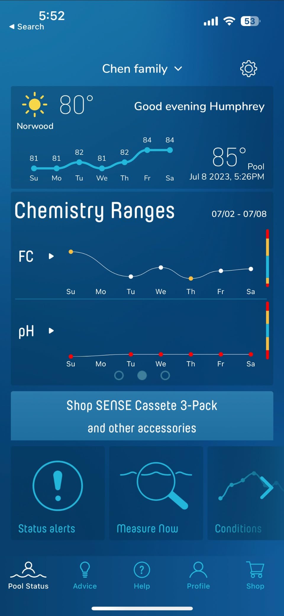 WaterGuru Sense S2 Smart Pool Monitor - Digital Pool & Spa Water Tester for Chlorine, pH, CYA & Alkalinity - Wi-Fi Enabled - Includes C5 Cassette, Float Ring & Batteries customer photo 1
