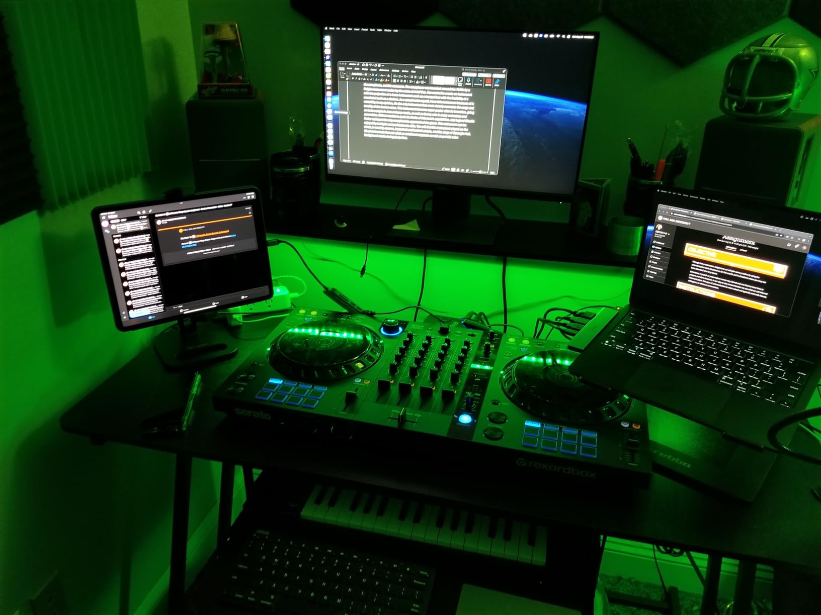 Armocity Music Studio Desk, Music Production Workstation with Power Outlets, Recording Studio Table Desks Music Producer for Home, Black customer photo 1