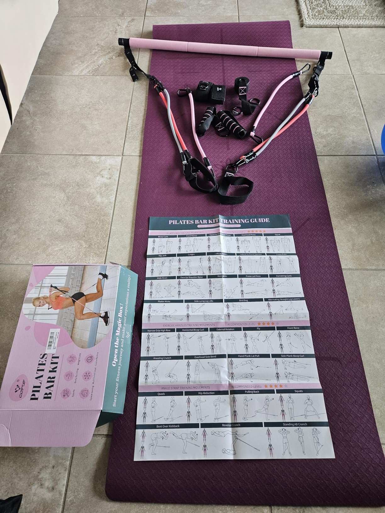 Pilates Bar Kit with Resistance Bands, Multifunctional Yoga Pilates Bar with Heavy-Duty Metal Adjustment Buckle, Portable Home Gym Pilates Resistance Bar Kit for Women Full Body Workouts customer photo 2