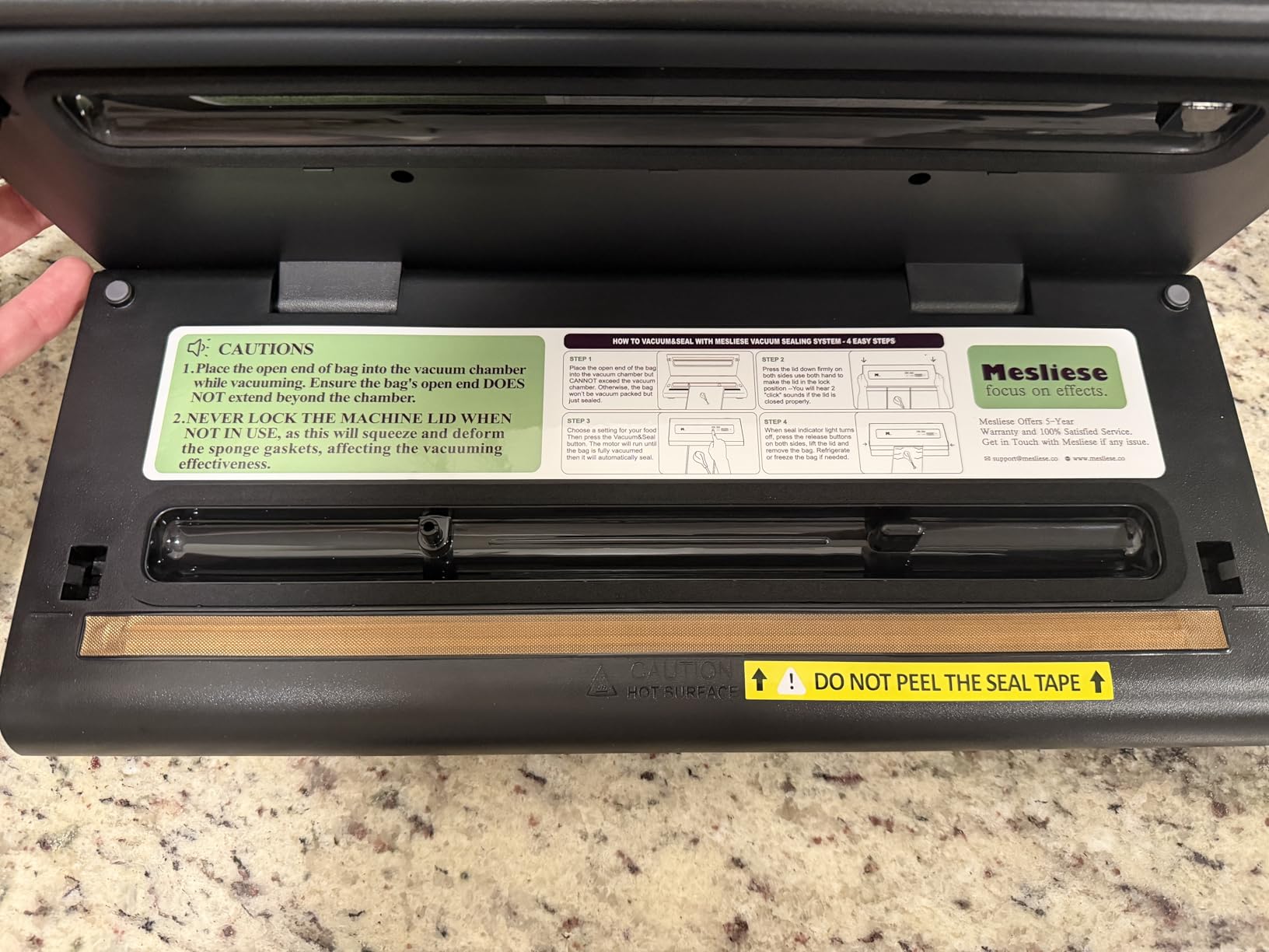 Mesliese Vacuum Sealer Machine Powerful 90Kpa Precision 6-in-1 Compact Food Preservation System with Cutter, 2 Bag Rolls & 5 Pre-cut Bags, Widened 12mm Sealing Strip, Dry&Moist Modes (Silver) customer photo 2