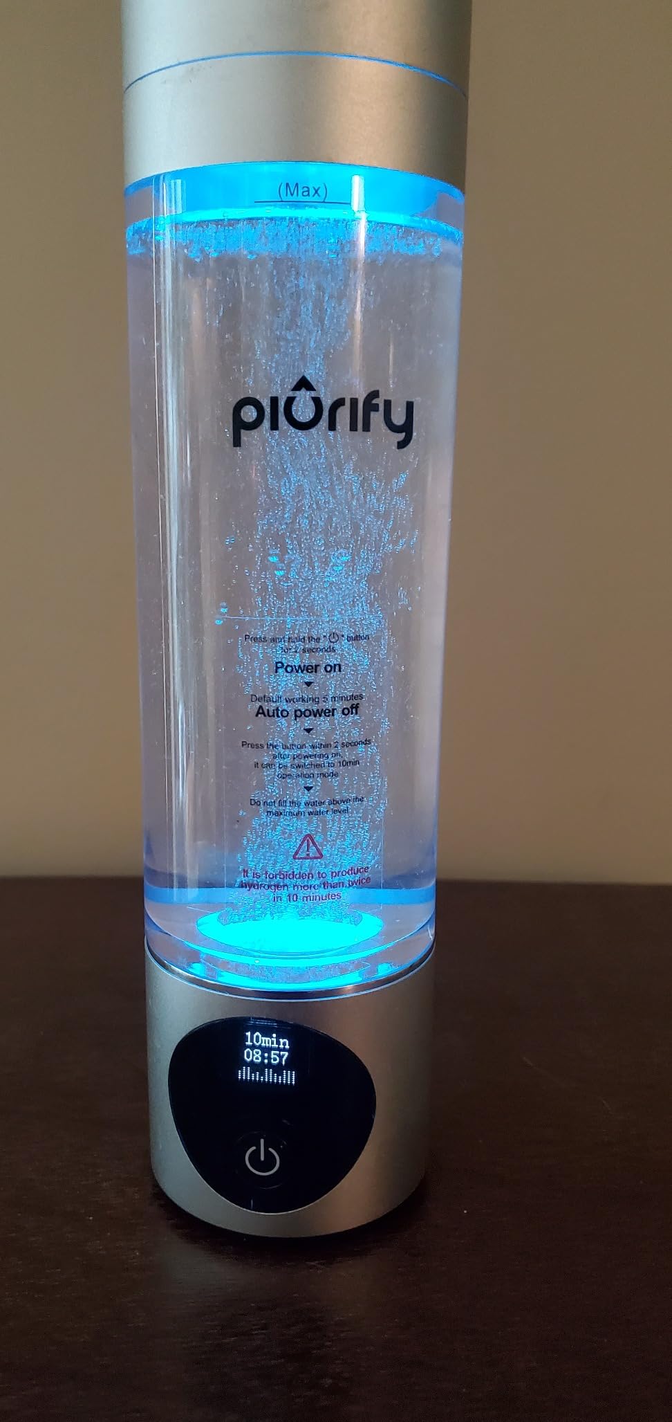 PIURIFY Hydrogen Water Bottle Generator - Up to 4100+ PPB Molecular Hydrogen Infusion - SPE/PEM Technology - Certified H2 Generator - Rechargeable - Extended Warranty customer photo 1