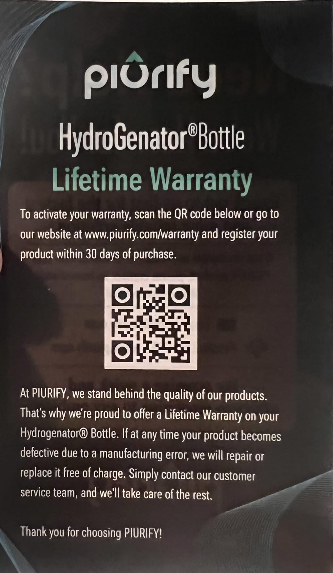 PIURIFY Hydrogen Water Bottle Generator - Up to 4100+ PPB Molecular Hydrogen Infusion - SPE/PEM Technology - Certified H2 Generator - Rechargeable - Extended Warranty customer photo 2